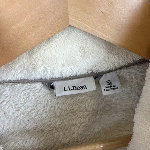 LL Bean Hi-Pile Fleece Pullover Snap Women's XL Jacket Cream - Picture 6 of 7